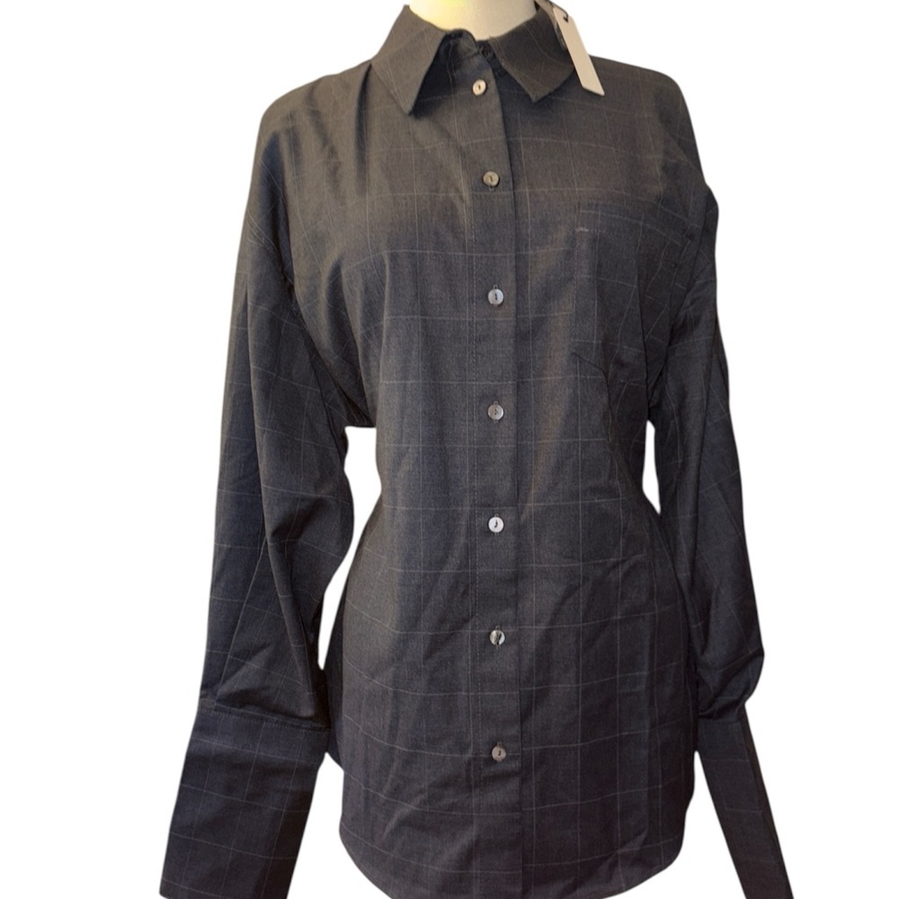 Olivaceous Valerie button down with corset back long sleeves collared Sz M NWT
